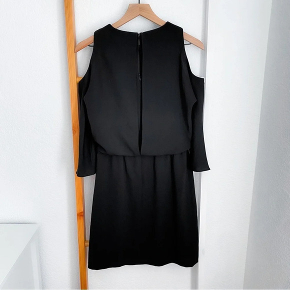 Tibi Savanna Cut Out Shoulder Mini Dress Black Cold Shoulders Sheath 2 - Picture 4 of 16